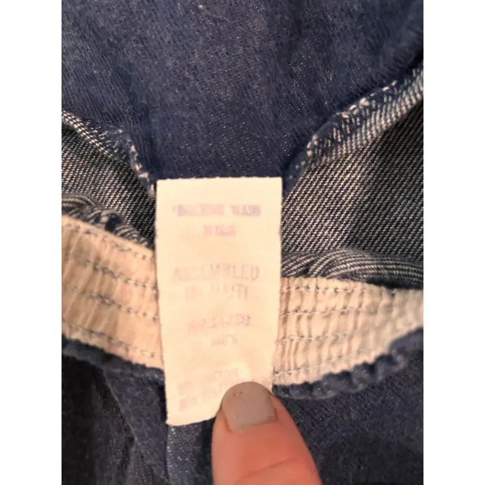 Vintage Toddler Navy Overalls Patchwork Knee Patches Snap Crotch-